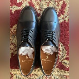 NEW Polo Ralph Lauren Asher Leather Cap Toe Shoes SIZE: 9D COLOR: Black